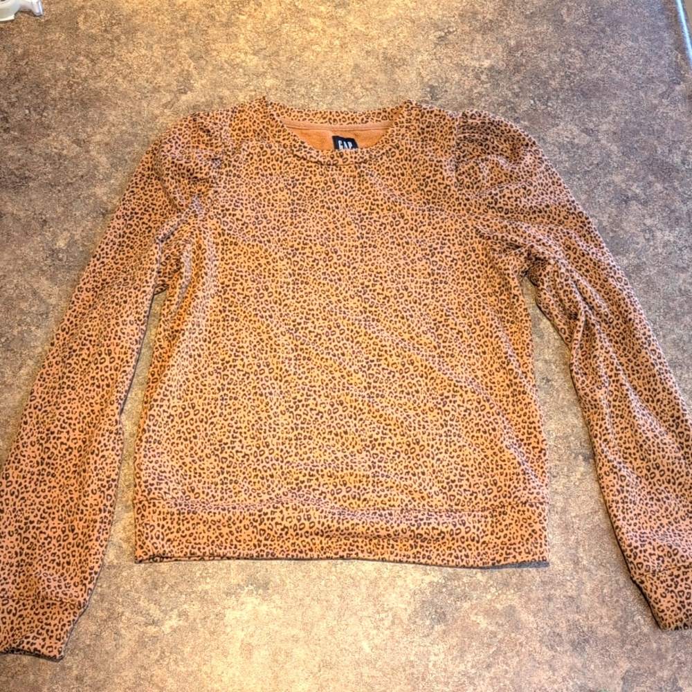 GAP leopard print puff sleeve sweatshirt